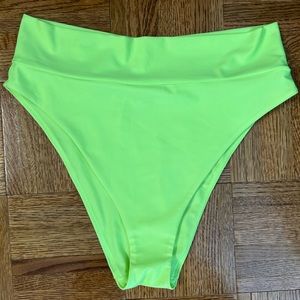 Aerie High Waisted Bikini Bottom Neon Green Size L